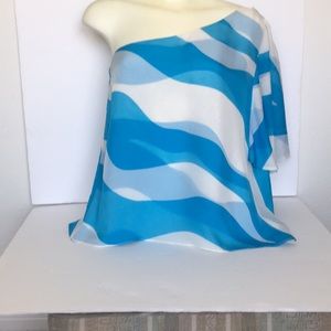 Women’s off the shoulder, flowy, wave print top